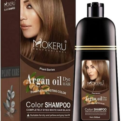 Mokero Argan Hair Dye oil Color Shampoo-500ML (DARK BROWN)