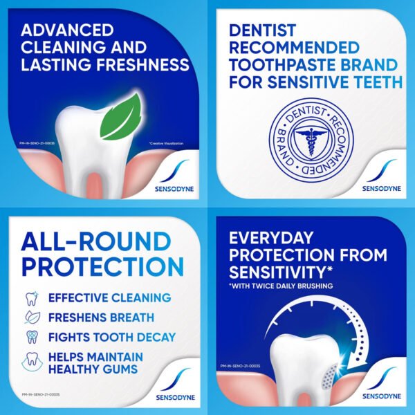 Sensodyne Toothpaste Flouride For Sensitive Teeth, Fresh Flavour, 100Ml, (2 Value Pack) - Image 4