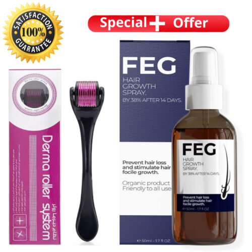 FEG Hair Growth Spray Plus Derma Roller Free, Suitable For Both Men and Women